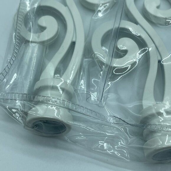 Cambria Finials Satin White End Curtain Rods Hold Backs - Picture 2 of 5